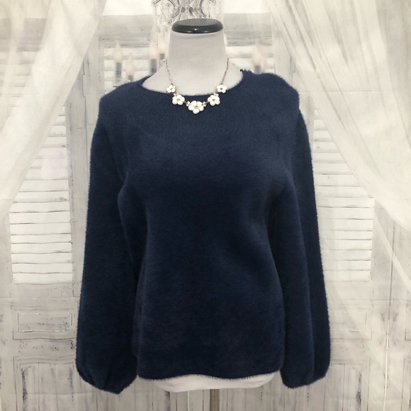 Chelsea & Violet Small Blue Eyelash Puff Long Sleeve Soft Pullover Sweater - Picture 5 of 14